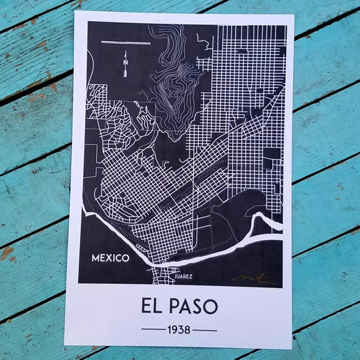 El Paso MAP 1938 BARELY TEXAN Print