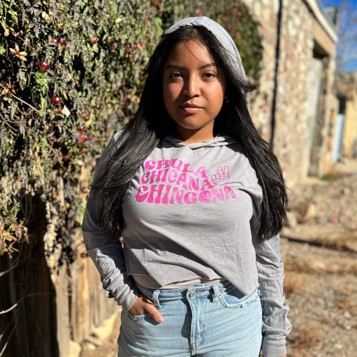 Chula Chicana Chingona Crop Long Sleeve Hoodie