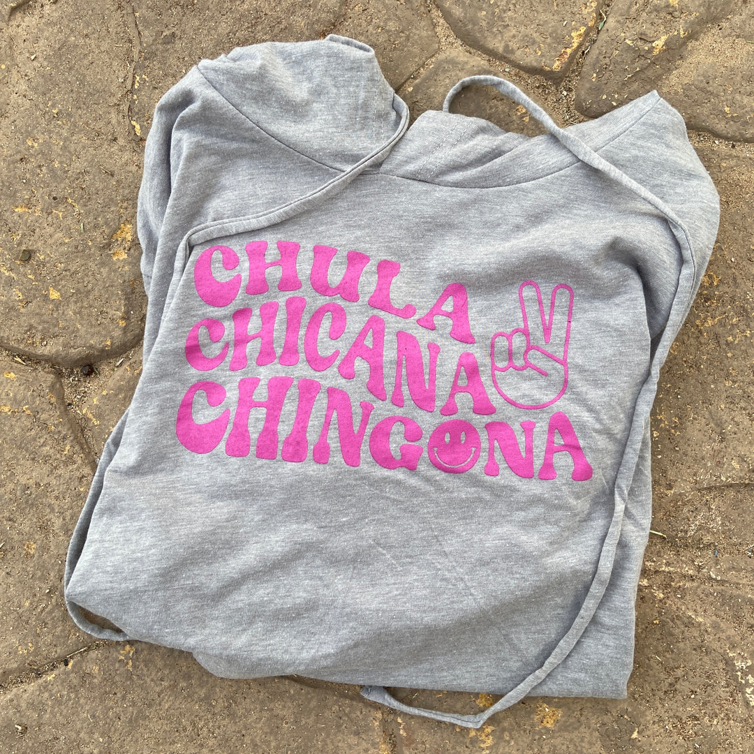Chula Chicana Chingona Crop Long Sleeve Hoodie