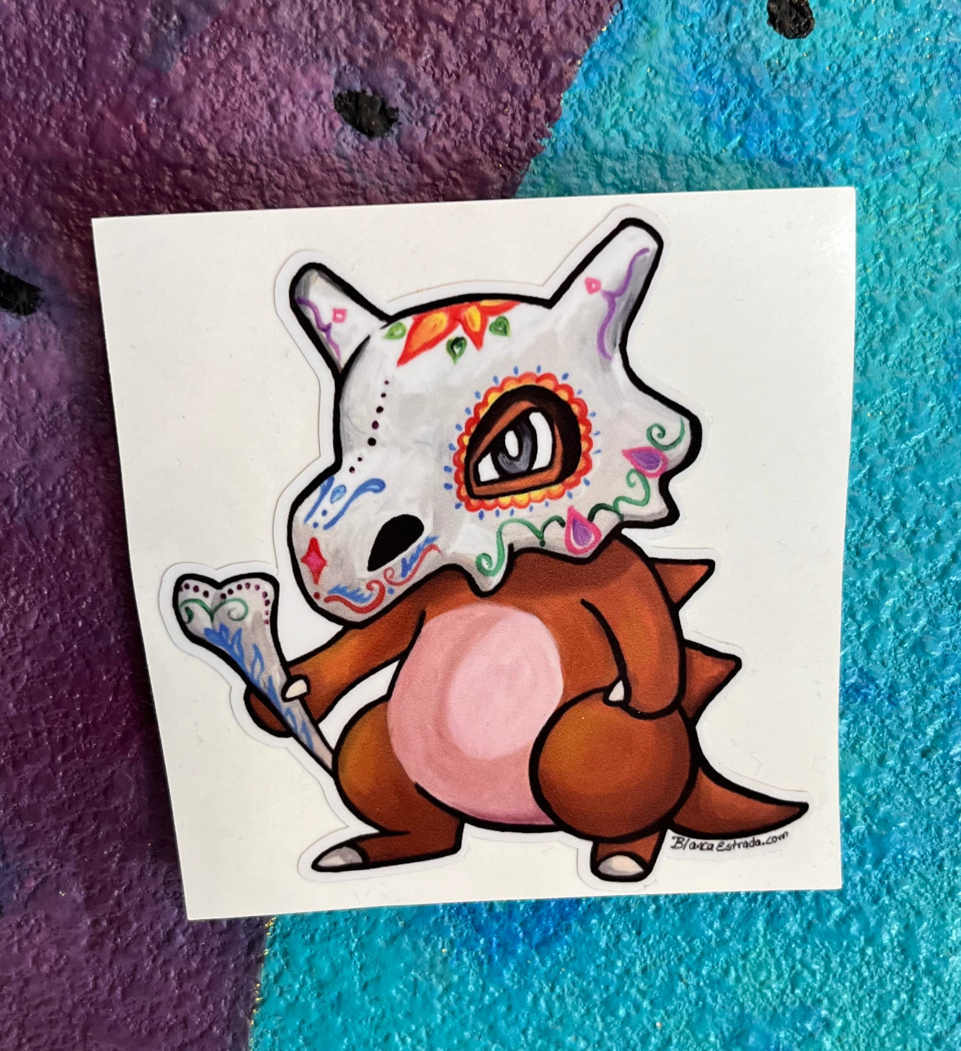 Cubone Side Label Sticker Day of the Dead Cubone Sticker by Blanca Estrada – Chuco Relic